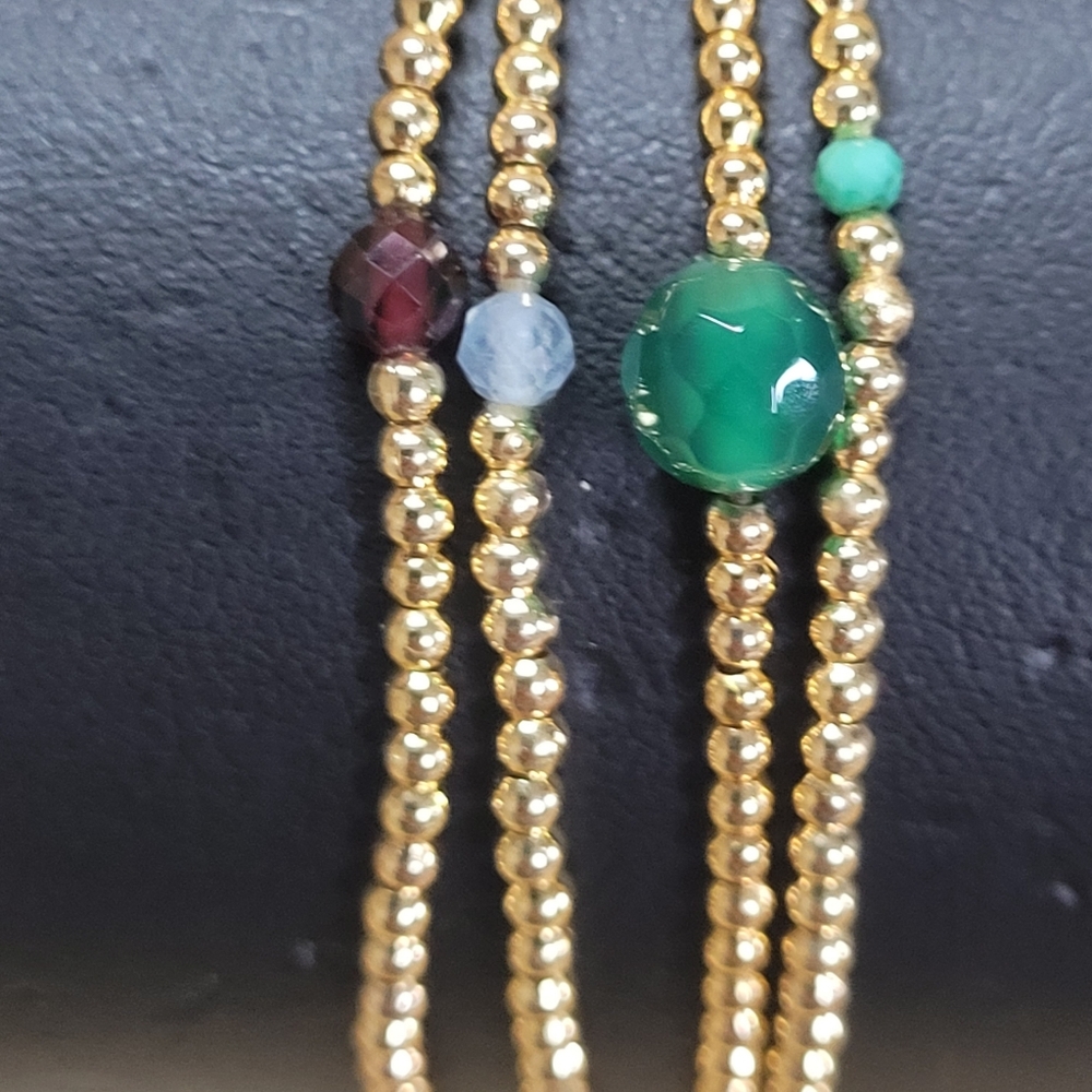 January Garnet Birthstone Bracelet 18K Gold-plated Brass Beads NWT - Picture 2 of 5